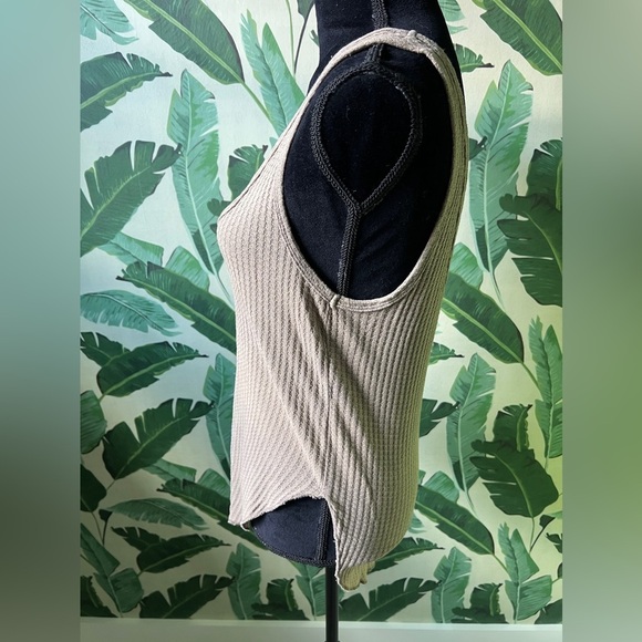 Carly Jean Los Angeles brown waffle slouchy tank top size S - Picture 4 of 7